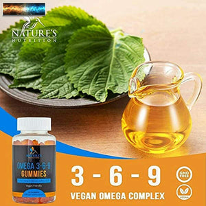 Omega 3 6 9 Gummies Extra Strength Essential Fatty Acid Supplement - Perilla Oil