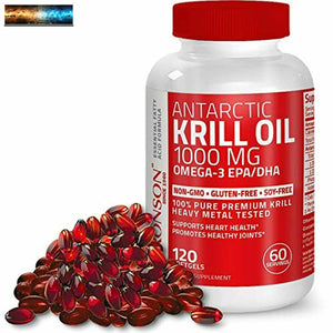 Bronson Antarctic Krill Oil 1000 mg with Omega-3s EPA, DHA, Astaxanthin and Phos