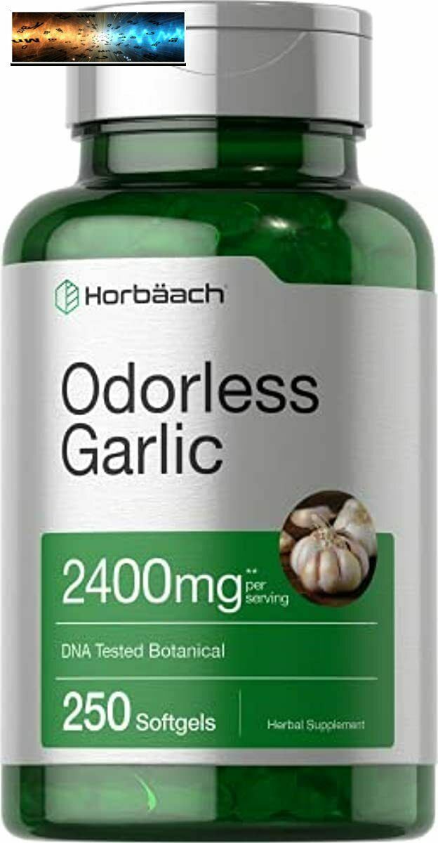 Odorless Garlic Softgels | 2400 mg | 250 Count | Ultra Potent Garlic Extract | N