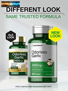 Odorless Garlic Softgels | 2400 mg | 250 Count | Ultra Potent Garlic Extract | N