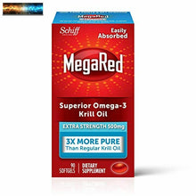 Load image into Gallery viewer, Omega-3 Fish Oil 500mg - Megared Extra Strength Softgels (90 count in a Box) - K
