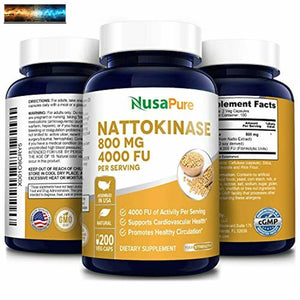 Nattokinase 4000 FU 200 Veggie Capsules (Non-GMO & Gluten Free) Supports Cardiov