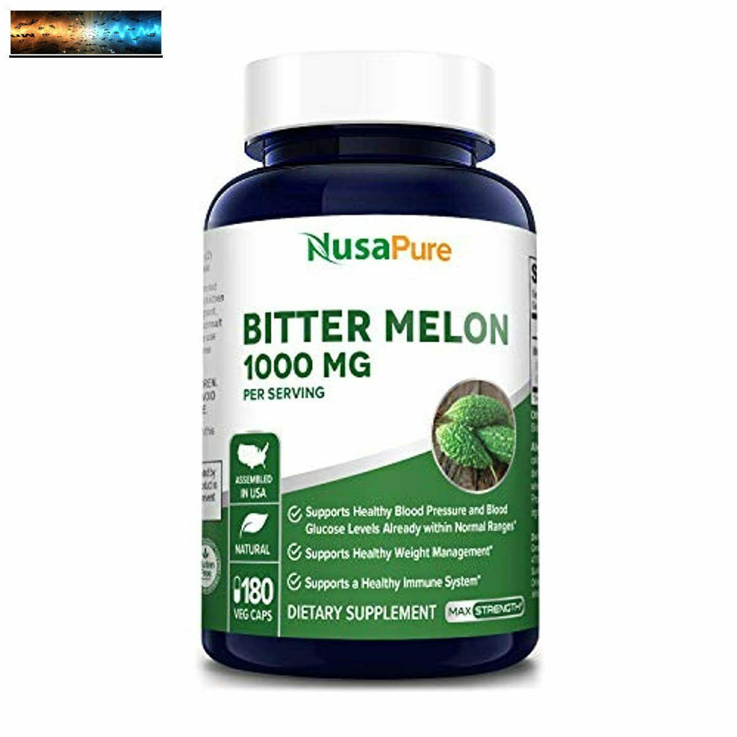 Bitter Melon Extract 1000 mg 180 Veggie Caps (Non-GMO & Gluten-Free) Supports Bl