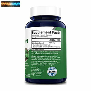 Bitter Melon Extract 1000 mg 180 Veggie Caps (Non-GMO & Gluten-Free) Supports Bl