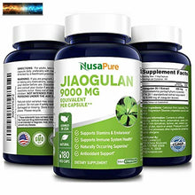 Charger l&#39;image dans la galerie, Jiaogulan 9000 mg 180 Veggie Capsules (Extract 20:1, Vegetarian, Non-GMO &amp; Glute
