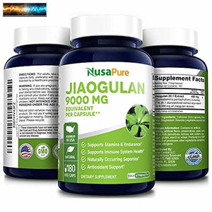 Jiaogulan 9000 mg 180 Veggie Capsules (Extract 20:1, Vegetarian, Non-GMO & Glute