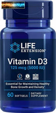 Load image into Gallery viewer, Life Extension Vitamin D3 125mcg (5000 IU) – Supports Bone &amp; Immune Health –
