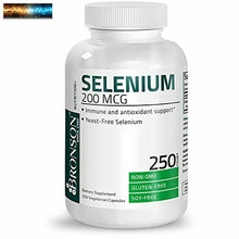 Load image into Gallery viewer, Bronson Selenium 200 mcg for Immune System, Thyroid, Prostate, Heart 250 caps
