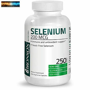 Bronson Selenium 200 mcg for Immune System, Thyroid, Prostate, Heart 250 caps