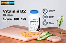 Carica l&#39;immagine nel visualizzatore di Gallery, Nutricost Vitamin B2 (Riboflavin) 400mg, 120 Capsules - Gluten Free, Non-GMO
