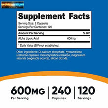 Load image into Gallery viewer, Nutricost Alpha Lipoic Acid 600mg Per Serving, 240 Capsules - Gluten Free, Veget
