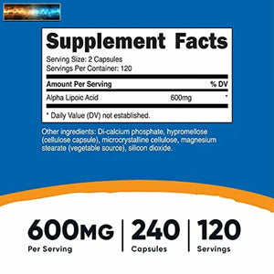 Nutricost Alpha Lipoic Acid 600mg Per Serving, 240 Capsules - Gluten Free, Veget