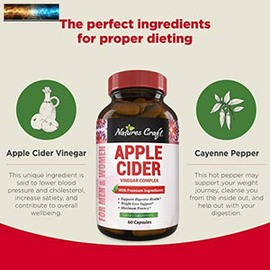 Potent Apple Cider Vinegar Capsules – ACV Pills Nutritional Supplements for Di