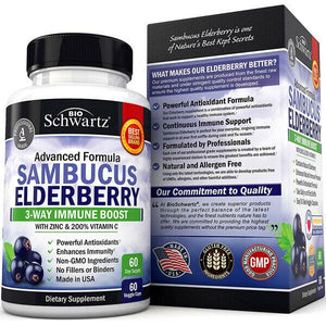 BioSchwartz Sambucus Elderberry Zinc Vitamin C Powerful Antioxidant 60 Veg Caps