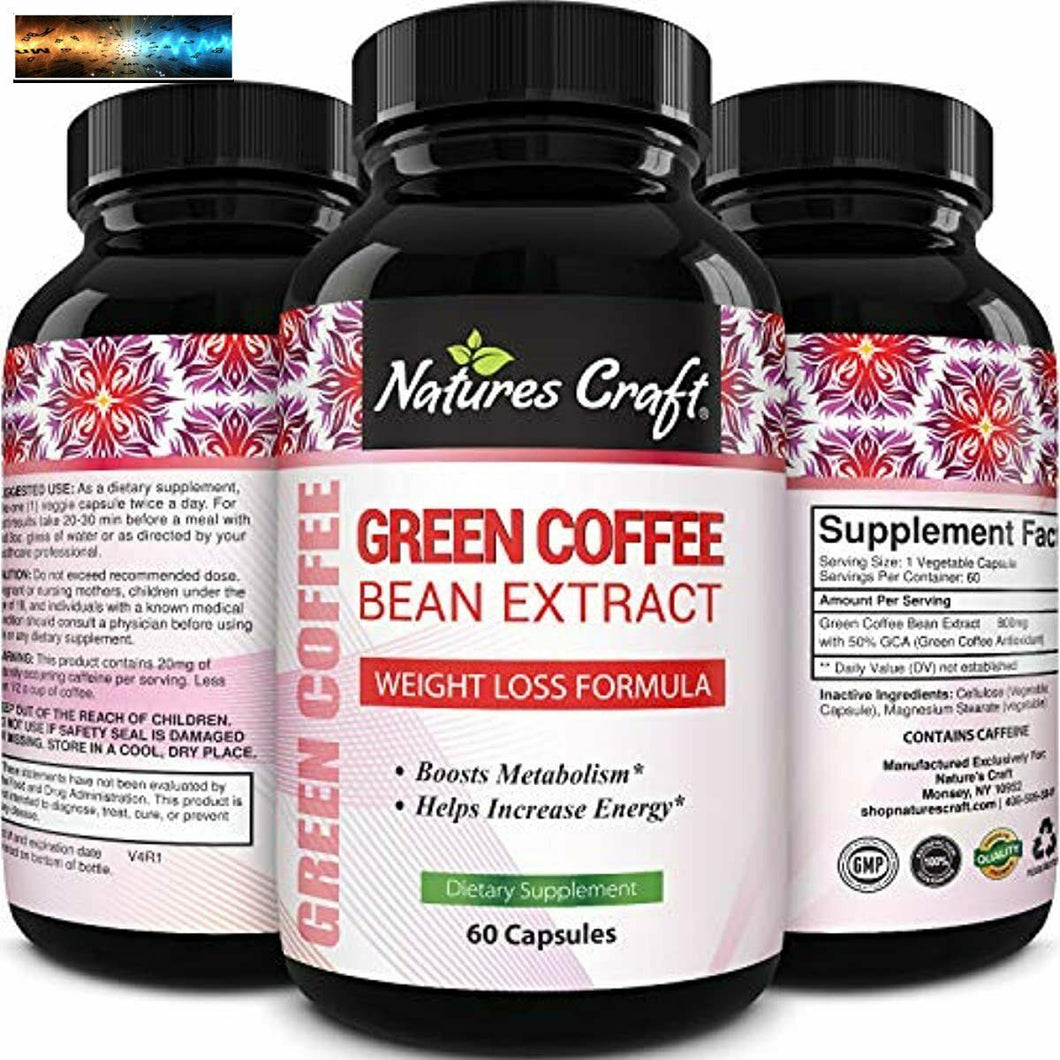 Pure Green Coffee Bean Extract - Green Coffee Extract Caffeine Pills 50% Chlorog