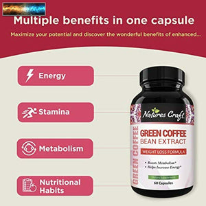 Pure Green Coffee Bean Extract - Green Coffee Extract Caffeine Pills 50% Chlorog