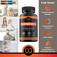 Load image into Gallery viewer, Turmeric Capsules Supplement with Apple Cider Vinegar Pills 1650mg Tumeric Curcu

