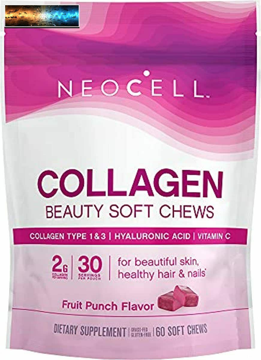 NeoCell Beauty Bursts Collagen Soft Chews, 2,000mg Collagen Types 1 & 3, Fruit P