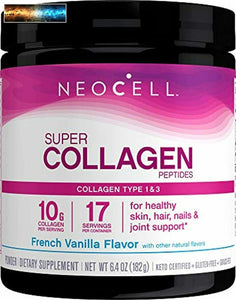 NeoCell Super Collagen Powder, French Vanilla 7oz, Non-GMO, Grass Fed, Paleo Fri