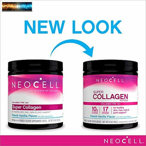 NeoCell Super Collagen Powder, French Vanilla 7oz, Non-GMO, Grass Fed, Paleo Fri