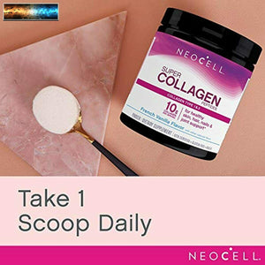 NeoCell Super Collagen Powder, French Vanilla 7oz, Non-GMO, Grass Fed, Paleo Fri