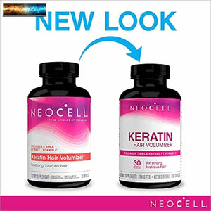 NeoCell Keratin Hair Volumizer, Enhance Hair Strength, Grass-Fed Collagen, Glute