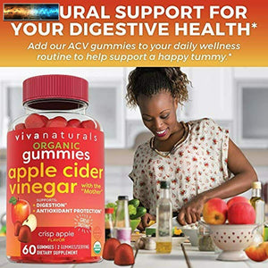 Organic Apple Cider Vinegar Gummies | 60 ACV Gummies with The Mother | Supports