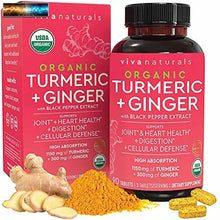 Load image into Gallery viewer, Organic Turmeric and Ginger Supplement (90 Tablets) | 95% Curcuminoids with Blac
