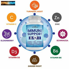 Load image into Gallery viewer, 8 in 1 Immune Support Booster Supplement with Elderberry, Vitamin C and Zinc 50m
