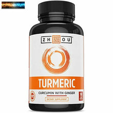 將圖片載入圖庫檢視器 ZHOU Turmeric Curcumin and Ginger with Bioperine 1800 mg | Extra Strength Antiox
