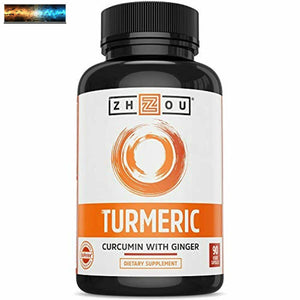 ZHOU Turmeric Curcumin and Ginger with Bioperine 1800 mg | Extra Strength Antiox