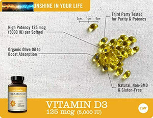 NatureWise Vitamin D3 5000iu (125 mcg) 1 Year Supply for Healthy Muscle Function