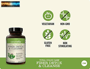 NatureWise Total Colon Care Fiber Cleanse with Safe Herbal Laxatives, Prebiotics