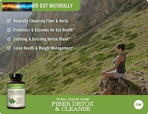 NatureWise Total Colon Care Fiber Cleanse with Safe Herbal Laxatives, Prebiotics