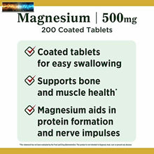 Load image into Gallery viewer, Magnesium by Nature’s Bounty, 500mg Magnesium Tablets for Bone &amp; Muscle Health
