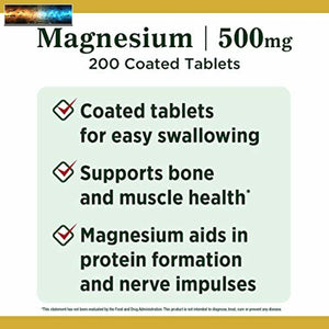 Magnesium by Nature’s Bounty, 500mg Magnesium Tablets for Bone & Muscle Health