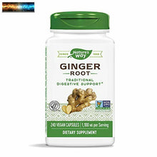 Load image into Gallery viewer, Nature&#39;s Way Premium Herbal Ginger Root, 1,100 mg per serving, 240 Capsules
