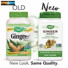 Load image into Gallery viewer, Nature&#39;s Way Premium Herbal Ginger Root, 1,100 mg per serving, 240 Capsules

