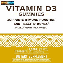 Load image into Gallery viewer, Nature’s Way Vitamin D3, Immune Support, 2000 IU (50 mcg) per Serving, Fruit F
