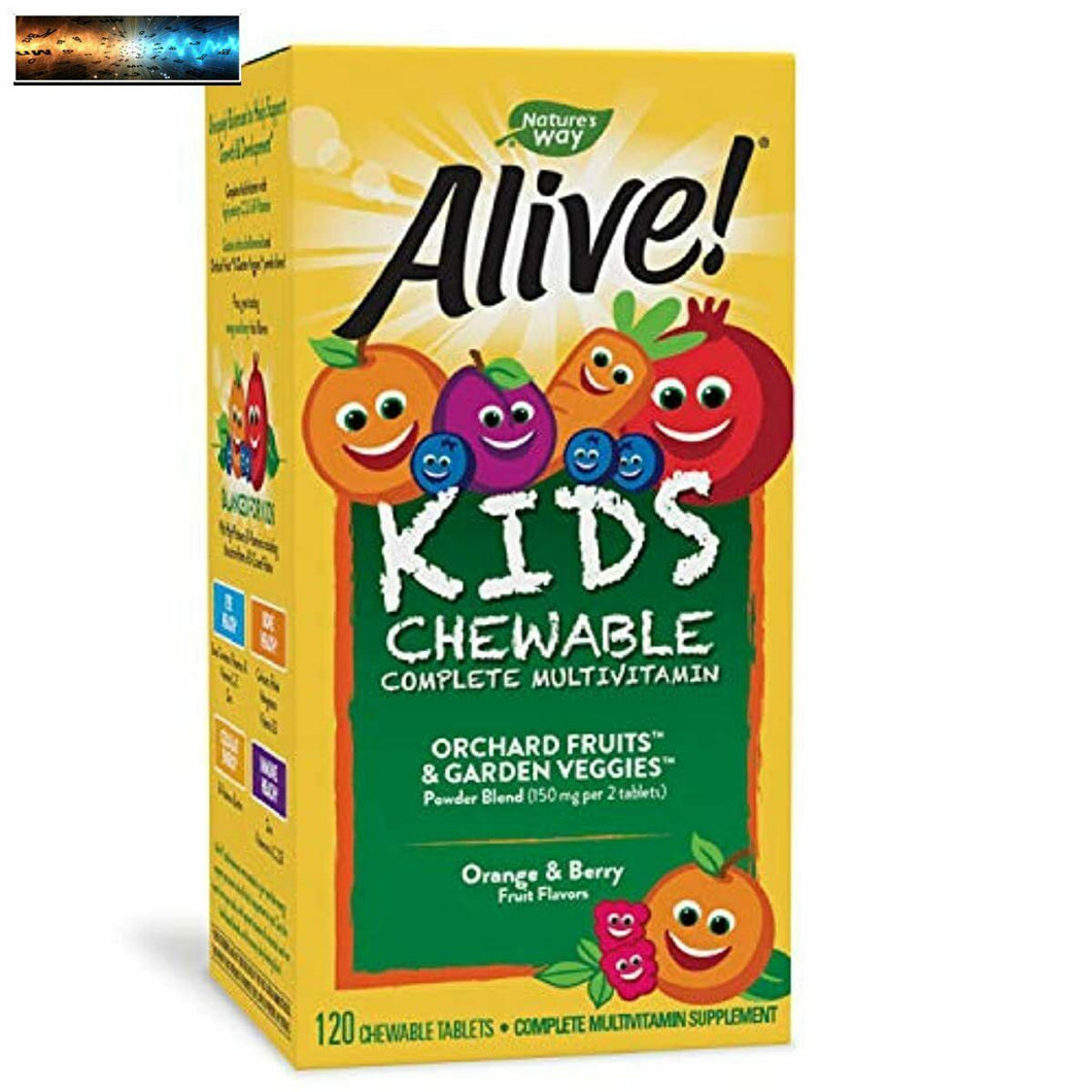 Nature's Way Alive! Children's Premium Chewable Multivitamin, Gluten Free, 120 C