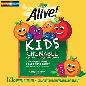 Nature's Way Alive! Children's Premium Chewable Multivitamin, Gluten Free, 120 C