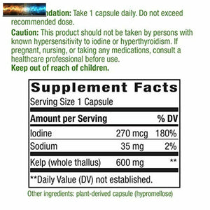 Nature's Way Kelp 600 mg Non-GMO Project Verified Gluten Free Vegetarian; 180 Co