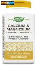 이미지를 갤러리 뷰어에 로드 , Nature&#39;s Way Calcium and Magnesium, Unflavored ,250 Capsules
