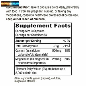 Nature's Way Calcium and Magnesium, Unflavored ,250 Capsules