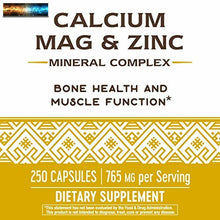 Load image into Gallery viewer, Nature&#39;s Way Calcium, Magnesium &amp; Zinc, 765 mg per Serving, 250 Capsules

