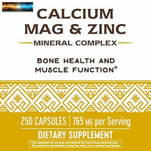 Cargar imagen en el visor de la galería, Nature&#39;s Way Calcium, Magnesium &amp; Zinc, 765 mg per Serving, 250 Capsules
