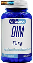 Load image into Gallery viewer, DIM 100mg 200 Capsules - 200 Day Supply - Diindolylmethane DIM Supplement for Su

