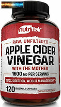 Load image into Gallery viewer, Apple Cider Vinegar Capsules with Mother 1600mg - 120 Vegan ACV Pills - Best Sup
