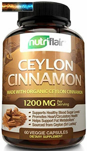 NutriFlair Ceylon Cinnamon (Made with True Ceylon Cinnamon) 1200mg per Serving,