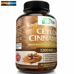 NutriFlair Ceylon Cinnamon (Made with True Ceylon Cinnamon) 1200mg per Serving,